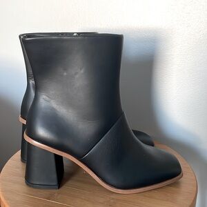 Black Square Toe Bootie Heel